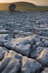 Karstic landscape and erratic boulder Region of The Burren