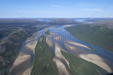 Aerial view of the River Koroc in summer  Nunavik  Quebec  Canada