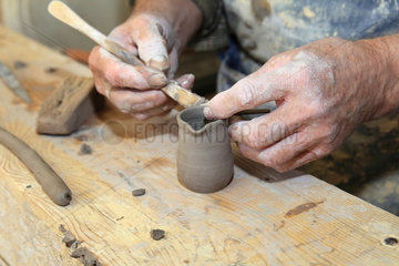 Making a pot by a potter  Martine Gilles and Jaap Wieman  Village of Brantes  Provence  France