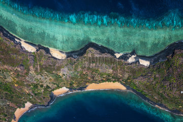 Aerial view of the point of Andrema  at the extreme north of the island of Mayotte. Mayotte  Indian Ocean