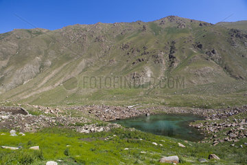 Lake in the shape of a heart  Kol Ukok  Kochkor  Kyrgyzstan