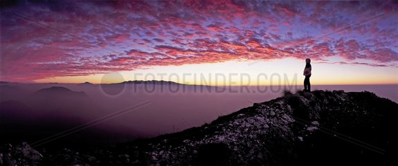 Sunrise from Mount Pizzocolo in Italy