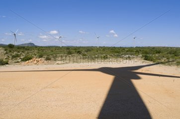 Schatten einer Windmühle Villesèque des Corbières Aude Frankreich