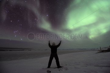 Aurora borealis über dem Scoresbysund Grönland