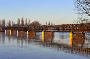 Bridge of Pouilly-sur-Loire at dawn in the Nièvre France
