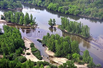 Aerial view of the Loire River in the Nievre France