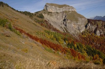 Das große Felsmassiv der Bauges Savoie