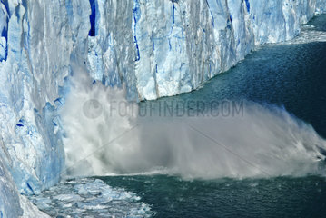 Detachment of ice. The Perito Moreno Glacier  Los Glaciares National Park. Argentine.