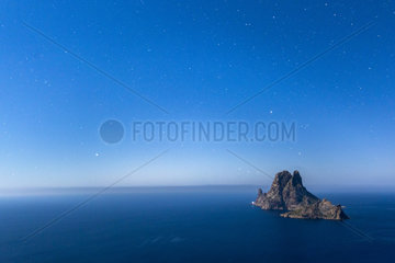 Starry sky above Es Vedra island  Baleares Island  Spain
