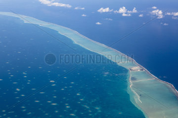 Aerial view of Kaukura Atoll Island  Tuamotu Archipelago  French Polynesia