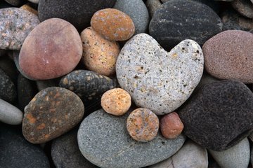 Pebbles colourful and heart-shaped in the Bay France
