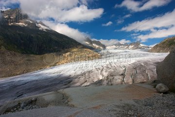 Rhône glacier in the Alpes valaisannes in summer Switzerland