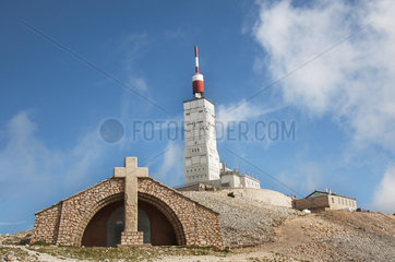 Chapel holly cross xwwx xwAand observatory at the top of Mont Ventoux. Vaucluse 84  Provence-Alpes-Cote d'Azur  France