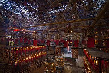 Incense and Lanterns in a Temple  Hong Kong City  China