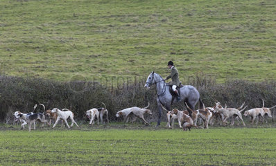 Hunt hunting foxes in the countryside  England