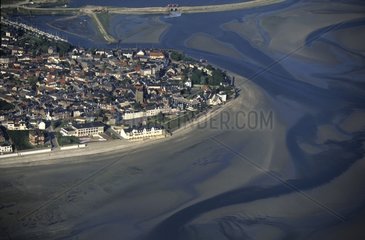 The Crotoy and the channel at low tide Bay of Somme France