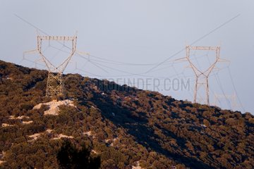 Pylons high voltage electrical Hérault