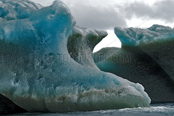 Iceberg inverted. Ice floe inverted and drifting. Antarctic Peninsula.
