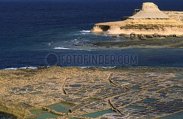 Salz-Wasser-Sümpfe von Marsalform auf der Insel Gozo Malta