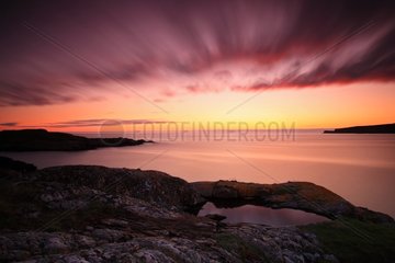 Scourie rock shore at dusk Scotland