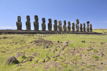 Platform and Moais Ahu Tongariki  Easter Island  Chile