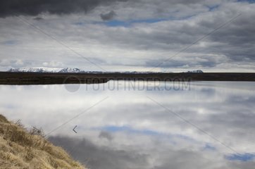 River Laxa flowing out of Lake Myvatn Iceland