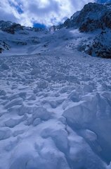 Snow avalanche in Aran Valley Lerida Spain