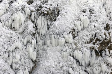 Waterfall covered with ice at Saut du Doubs