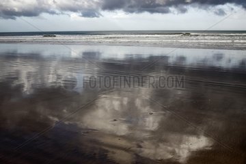 Reflexionen von Wolken am Strand Pourville-sur-Mer