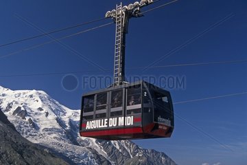Cable car cabin of the Aiguille du Midi Haute-Savoie France