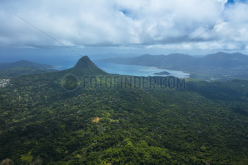 Aerial view of Mount Choungui and the surrounding vegetation. Mayotte  Indian Ocean