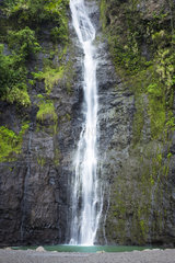 Cascade Vaimahuta  at the place called the three waterfalls  Faarumai Valley  Tiarei  Tahiti  Society Islands  French Polynesia