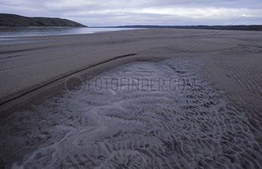 Sand bank on Mackenzie river Canada