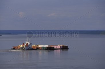 Push and barge on Mackenzie river Canada