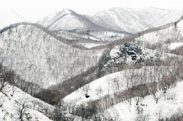 Mountains in winter  Rausu  Hokkaido  Japan