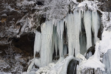 Frozen Cascade of the Vermondans Mill  Doubs (25)  Franche-Comte  France