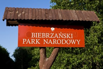 Entrance sign to the Biebrzanski National Park Poland