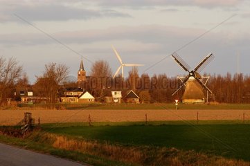 Moulin traditionnel et Eolienne Pays Bas