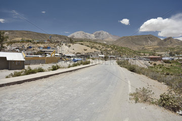 Putre  the village and the volcano Taapacá in the background  XV Region of Arica and Parinacota  Chile