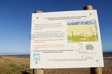 Sign explaining the Stabiplage process Graye-sur-Mer