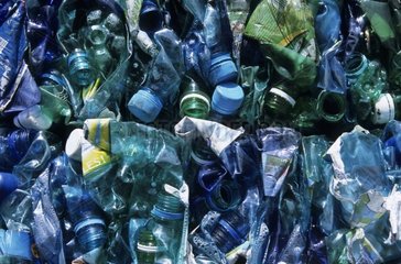 Bouteilles en plastiques compressées pour du recyclage