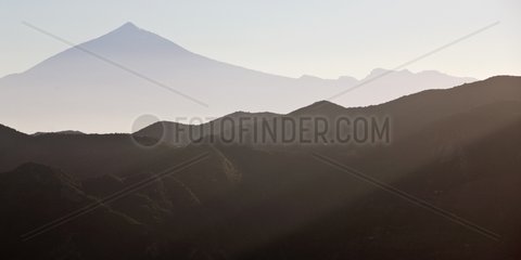 Mountain peaks in the mist La Gomera Canary