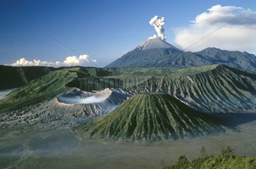 Volcano active Semeru and old craters Java Indonesia
