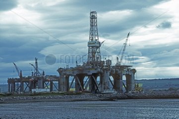 Ölbohrinsel im Bau Nigg Bay Schottland