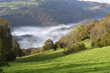 Mist in the Doubs Valley in autumn - Franche-Comté France
