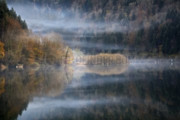 Mist on the Doubs valley in autumn - France