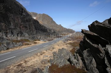 Coastal road of the fjord Varanger Norway