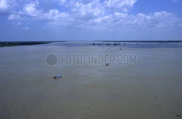 Mekong Delta aus Vinh Long Bridge Vietnam gesehen