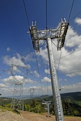 High lines voltage and goes up slope the Vosges France