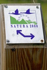 Panel Natura 2000 in Hardt forest Alsace France